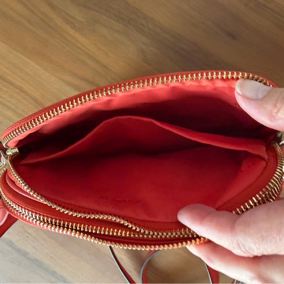 Coach Coral/Orange Crossbody or Wristlet Bag. 2 zipped compartments. Authentic. - Picture 5 of 9